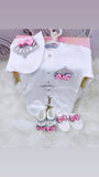 DOUBLE BOW ANGEL WING- CROWN SET (Pink & Grey)